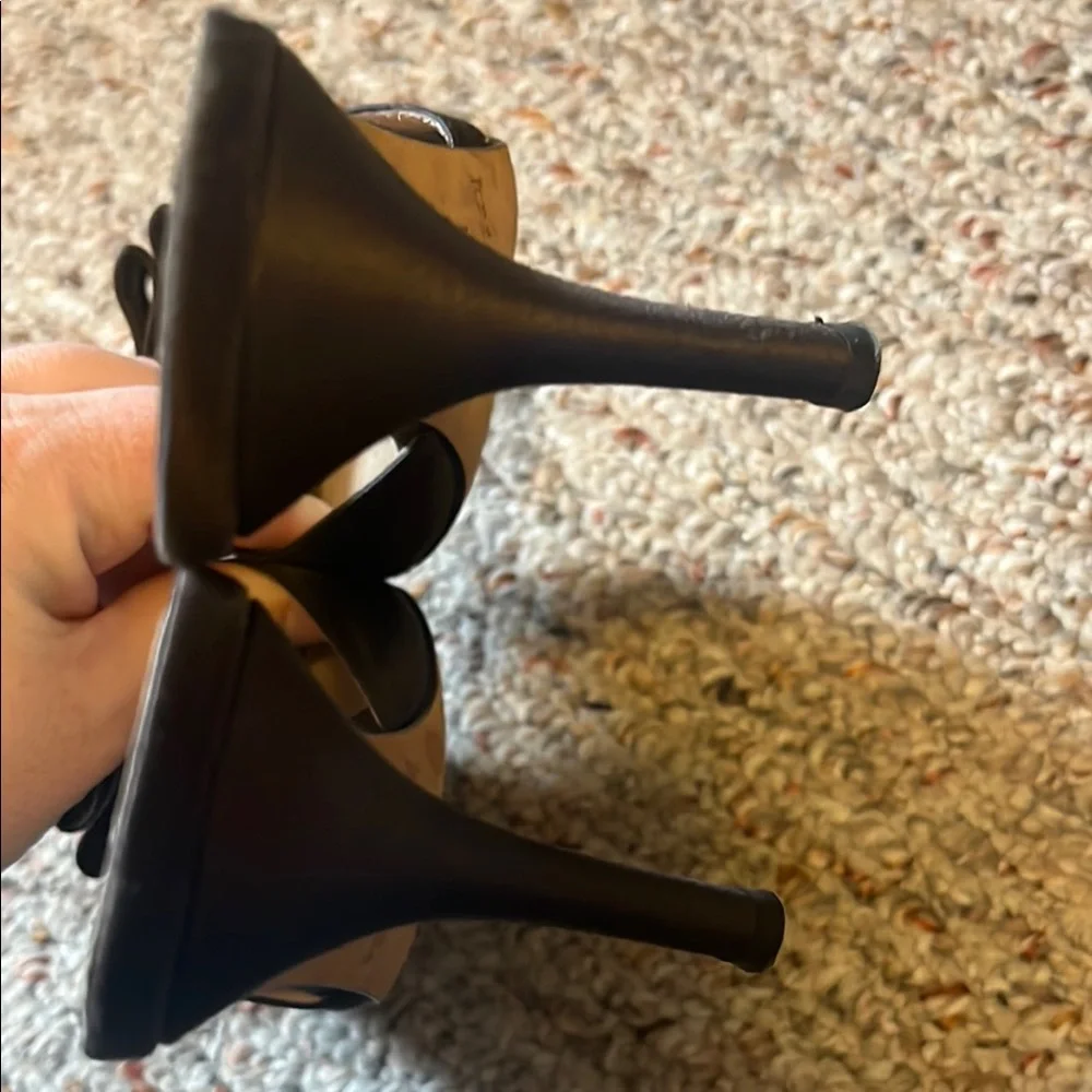 Kate Spade Dark Brown Satin Stiletto Heels with Bow Accent Size 6